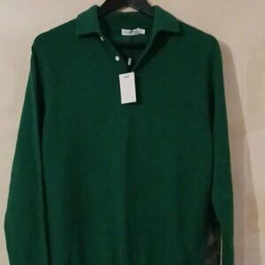 NWT Suitsupply wool/ cashmere Green polo Sweater size M